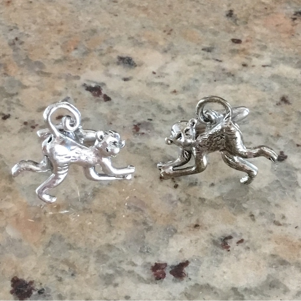 Vintage RRC Rotenier Swing Sterling Silver Playful Monkey Handcrafted Cufflinks - Picture 2 of 8